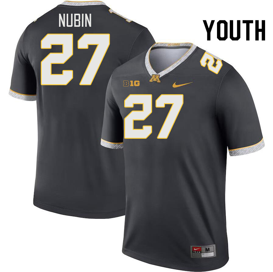 Youth #27 Jordan Nubin Minnesota Golden Gophers College Football Jerseys Stitched-Charcoal